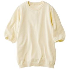 綿100%袖透かし編みニット