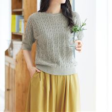 綿100%柄編みニット