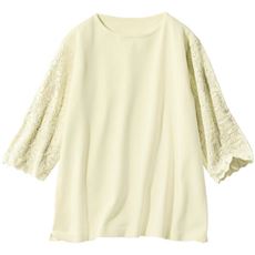 花柄透かし編みスリーブニットプルオーバー