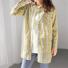 UVケア綿混ロングシャツ(洗濯機OK)