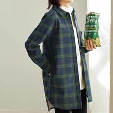 あたたか裏フリースシャツチュニック(洗濯機OK)