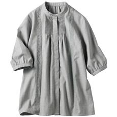 ピンタックレース5分袖ブラウス