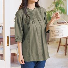 ピンタックレース5分袖ブラウス