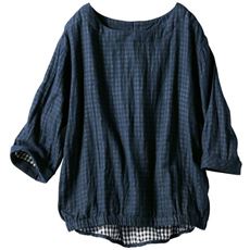 後ろ飾りボタンダブルガーゼプルオーバー
