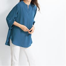 とろみスキッパーブラウス(接触冷感・UVカット・吸汗速乾・洗濯後シワになりにくい・洗濯機OK)