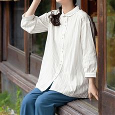 綿100%ふたごボタンドビーブラウス