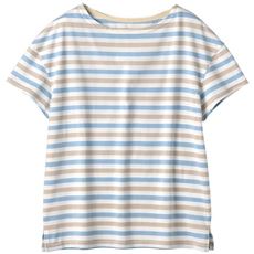 ボートネックボーダーTシャツ(半袖)(洗濯機OK)