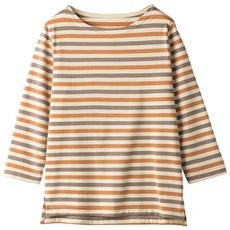 ボートネックボーダーTシャツ(7分袖)(洗濯機OK)