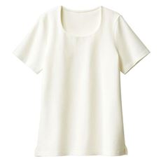透けにくいクルーネックプルオーバー(半袖)(事務服・洗濯機OK)