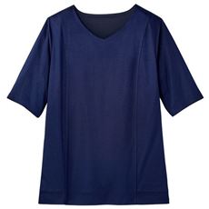 【ぽっちゃりさんサイズ】2枚仕立てVネックTシャツ(グラマーさん用サイズ有)(胸のサイズで選べる)