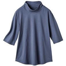 ハイネックTシャツ(綿100%・洗濯機OK)/やや長めの袖丈