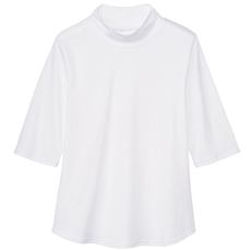 ハイネックTシャツ(綿100%・洗濯機OK)/やや長めの袖丈