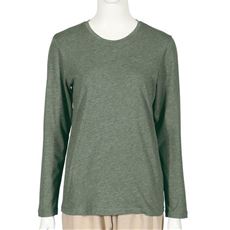 シンプルクルーネックTシャツ(長袖)(洗濯機OK)