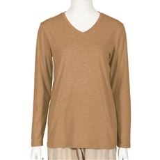 シンプルVネックTシャツ(長袖)(洗濯機OK)