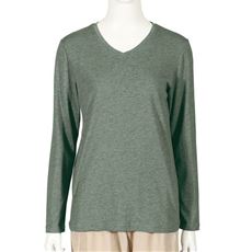 シンプルVネックTシャツ(長袖)(洗濯機OK)