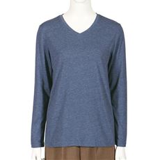 シンプルVネックTシャツ(長袖)(洗濯機OK)