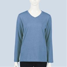 シンプルVネックTシャツ(長袖)(洗濯機OK)