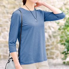 シンプルクルーネックTシャツ(7分袖)(洗濯機OK)