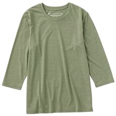 シンプルクルーネックTシャツ(7分袖)(洗濯機OK)