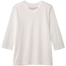 シンプルVネックTシャツ(7分袖)(洗濯機OK)