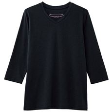 シンプルVネックTシャツ(7分袖)(洗濯機OK)