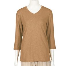 シンプルVネックTシャツ(7分袖)(洗濯機OK)