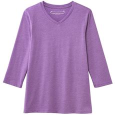 シンプルVネックTシャツ(7分袖)(洗濯機OK)