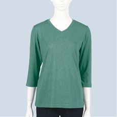 シンプルVネックTシャツ(7分袖)(洗濯機OK)