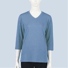 シンプルVネックTシャツ(7分袖)(洗濯機OK)