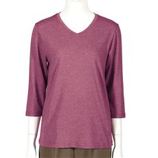 シンプルVネックTシャツ(7分袖)(洗濯機OK)
