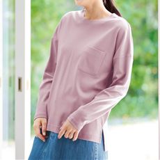 クルーネックTシャツ(長袖)(綿100%・洗濯機OK)