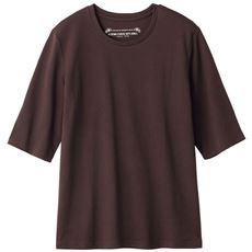 シンプルクルーネックTシャツ(5分袖)(洗濯機OK)