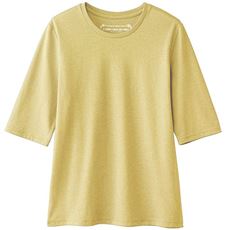 シンプルクルーネックTシャツ(5分袖)(洗濯機OK)