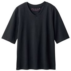シンプルVネックTシャツ(5分袖)(洗濯機OK)