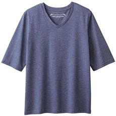 シンプルVネックTシャツ(5分袖)(洗濯機OK)