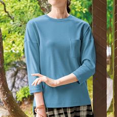 クルーネックTシャツ(7分袖)(綿100%・洗濯機OK)