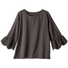 袖コットンレースデザインTシャツ(綿100%・洗濯機OK)