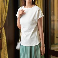 超長綿ボートネックTシャツ(日本製・綿100%・洗濯機OK)
