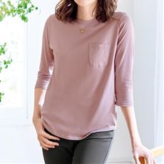 ポケット付きTシャツ(7分袖)(綿100%・洗濯機OK)