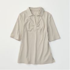 スキッパー衿Tシャツ(5分袖)(綿100%・洗濯機OK)