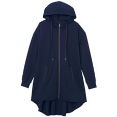 【ぽっちゃりさんサイズ】チュニック丈ジップアップパーカ