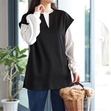 2点セット(キーネックベスト+Tシャツ)(洗濯機OK)