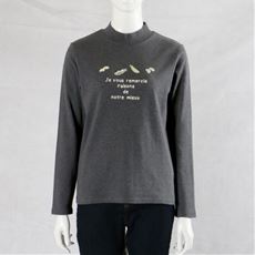 ハイネックプリントTシャツ(綿100%)