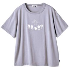 花とエルクプリントゆるTシャツ(moz)(洗濯機OK)