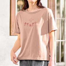 花とエルクプリントゆるTシャツ(moz)(洗濯機OK)