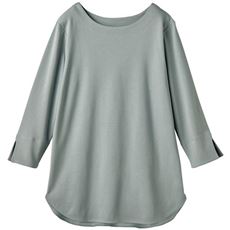 袖スリットロングプルオーバー(7分袖)(綿100%・洗濯機OK)