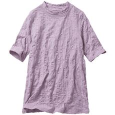 日本製ジャカードチュニック(5分袖)(綿100%・洗濯機OK)