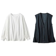 2点セット(チュニックベスト+Tシャツ)(洗濯機OK)