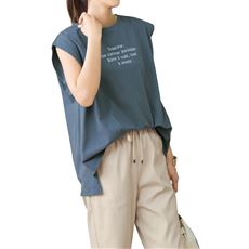 綿100%フレンチスリーブロゴTシャツ