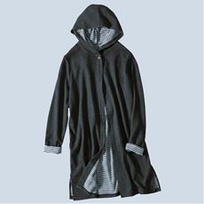 フード付きロングカーディガン